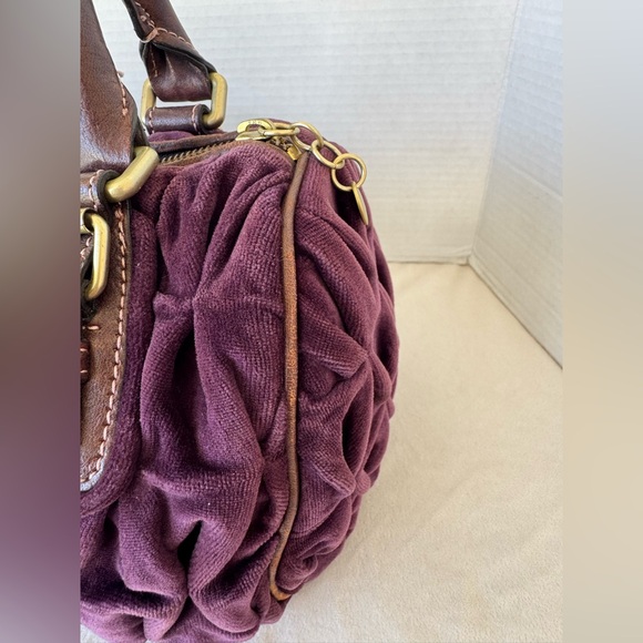 Vintage Juicy Couture Purple Velvet And Lamb Leather Royal Handbag Purse Y2K 90s - Picture 12 of 16